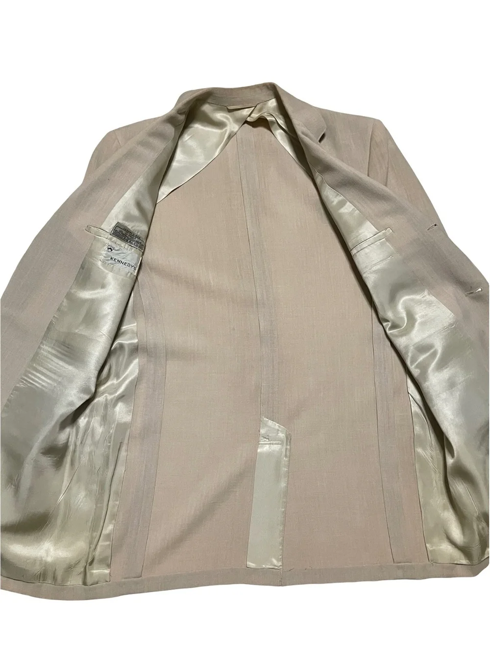 Vintage 50s Palm Beach Mens Blazer Jacket Beige Linen Size 39R Sport Coat